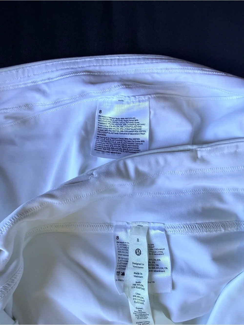 Women’s White Lululemon Skirts with built in shorts